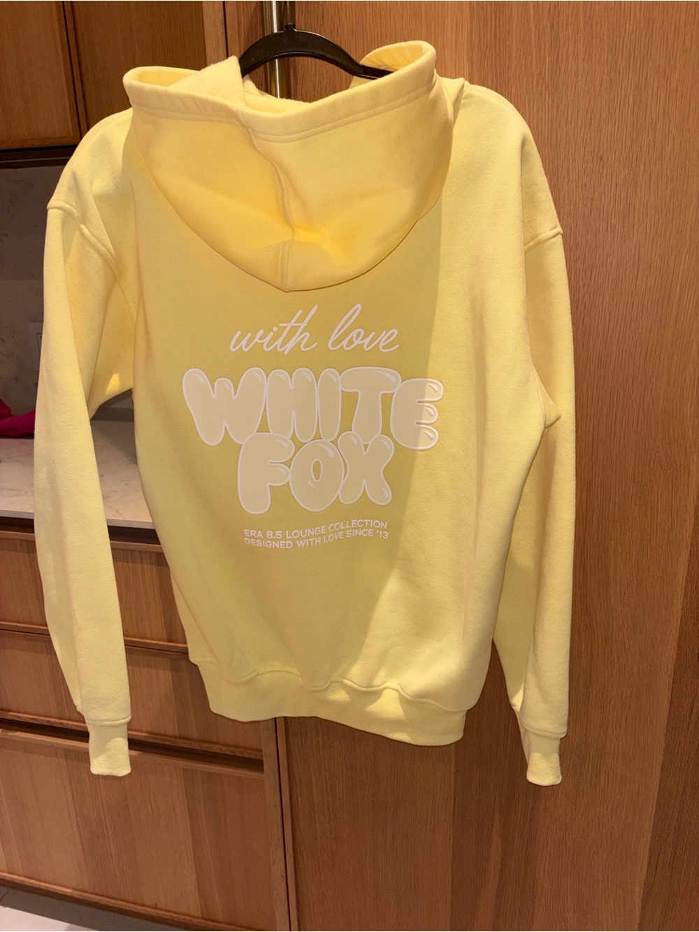 White Fox Boutique Pale Yellow 'With Love' Graphic Hoodie